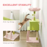 PawHut 48" Flower Cat Tree with Scratching Post, Cozy Bed, Condo, Climbing Ladder, Perch, Dangling Ball, Green(m-7)