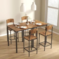 HOMCOM 3 Piece Pub Table and Chairs, Small Kitchen Table and Chairs, Square Dining Table with 2 Stools, Walnut and Black(m-8)
