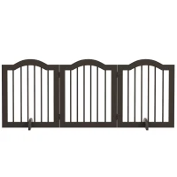 PawHut 24" Freestanding Pet Gate For Dogs with 2 Support Feet, Coffee(m-2)