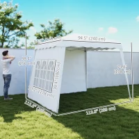 Outsunny Pop Up Canopy Tent with 2 Sidewalls, UV50+ Tents for Parties, Height Adjustable, with Carry Bag and Slant Legs, for Outdoor, Garden, Patio, 8 x 8ft Top / 9.5 x 9.5ft Base(m-3)