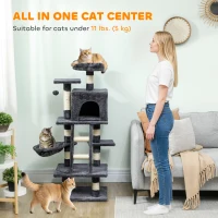 PawHut 52 Inch Large Cat Tree for Indoor Cats, Dark Grey(m-4)
