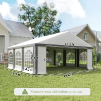 Outsunny 20' x 20' Heavy-duty Large Wedding Tent, Outdoor Carport Garage Party Tent, Patio Gazebo Canopy with Sidewall, Gray(m-3)