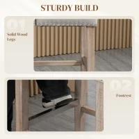 HOMCOM Counter Height Bar Stools Set of 2, 27" Seat Height Upholstered Barstools, Farmhouse Kitchen Island Stools with Nailhead-Trim, Tufted Back and Wooden Legs, Beige(m-5)