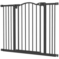 PawHut Extra Tall Dog Gate with Door, Pressure Fit, Auto Close, Double Locking for Doorways Hallways Stairs, 29"-39", Black(m-2)