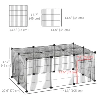 PawHut Small Animal Cage for Bunny, Guinea Pig, Chinchilla, Hedgehog, Portable Pet Enclosure with Door, 16 Panels(m-3)