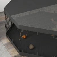 PawHut 8 Panels Foldable Dog Playpen with Bottom Pad & Top Cover, 24" High(m-10)