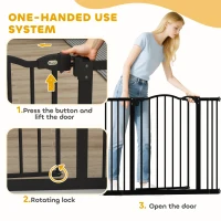 PawHut Extra Tall Dog Gate with Door, Pressure Fit, Auto Close, Double Locking for Doorways Hallways Stairs, 29"-39", Black(m-6)