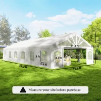Outsunny Heavy Duty Party Tent, 19.5' x 39' Large Sun Shade Canopy Tent for Parties, Wedding, Events, BBQ Grill, White(m-3)