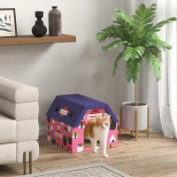 PawHut Cat Scratcher House, 2-in-1 Cardboard Cat Scratching Pad with Door, 4 Paw-Shaped Vents and Grass for Indoor, Pink(m-1)
