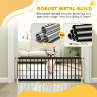 PawHut 26"-37" Dog Gate, Adjustable Pet Gate, Fits 14" Tall with 2 Extension, Pressure Mount Kit for Stairs and Doorways, Black(m-6)