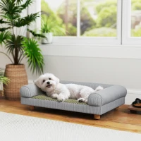 PawHut Pet Sofa, Dog Couch Bed for Small Dogs, Elevated Pet Sofa with Solid Feet for Indoor Kittens, Grey(m-1)