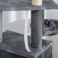 PawHut 50 Inch Cat Tree, Multi-Level Cat Tower with Sisal Scratching Posts and Ramp, Bed, Condo, Hammock, Toy Ball, Grey(m-9)