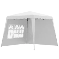 Outsunny Pop Up Canopy Tent with 2 Sidewalls, UV50+ Tents for Parties, Height Adjustable, with Carry Bag and Slant Legs, for Outdoor, Garden, Patio, 8 x 8ft Top / 9.5 x 9.5ft Base(m-2)