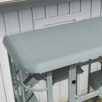 PawHut Catio Outdoor Cat Enclosure, 71" Wooden Cat House with Platforms, Condos and Waterproof Cover for 2–3 Kittens, Grey(m-10)