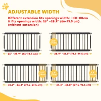 PawHut 26"-37" Dog Gate, Adjustable Pet Gate, Fits 14" Tall with 2 Extension, Pressure Mount Kit for Stairs and Doorways, Black(m-5)
