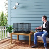 PawHut 18" H Bird Cage, Large Parakeet Cage for Budgie, Lovebird, Canary, Finches with Divider, Black(m-10)