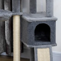 PawHut 50 Inch Cat Tree, Multi-Level Cat Tower with Sisal Scratching Posts and Ramp, Bed, Condo, Hammock, Toy Ball, Grey(m-10)