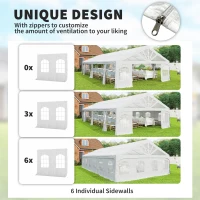 Outsunny Heavy Duty Party Tent, 19.5' x 39' Large Sun Shade Canopy Tent for Parties, Wedding, Events, BBQ Grill, White(m-8)