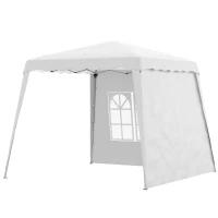 Outsunny Pop Up Canopy Tent with 2 Sidewalls, UV50+ Tents for Parties, Height Adjustable, with Carry Bag and Slant Legs, for Outdoor, Garden, Patio, 8 x 8ft Top / 9.5 x 9.5ft Base(m-11)