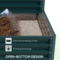 Outsunny 2 Tier Galvanized Raised Garden Bed, Steel Planter Box for Vegetables, Flowers, Herbs, 47" x 40" x 23", Green(m-5)