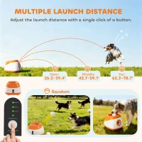 PawHut Automatic Dog Ball Launcher with 26-80 FT Distance, Automatic Ball Launcher for Medium and Large Dogs, Orange(m-5)