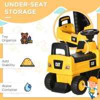 Aosom Kids Excavator Ride on Toy CAT Licensed with Manual Shovel, Horn, Hidden Storage for 18-36 Months, Yellow(m-6)