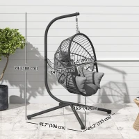Outsunny Metal Stand Hanging Egg Chair, with Full Body Padded Seat - Grey(m-3)