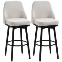HOMCOM Bar Height Bar Stools Set of 2, Modern 360° Swivel Kitchen Chairs with Steel Legs and Footrest, 29.5 Inch Seat Height Upholstered Barstools for Kitchen Island, Cream White(m-2)