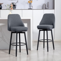 HOMCOM Modern Bar Stools, Set of 2 Swivel Kitchen Chairs, Dark Gray