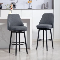 HOMCOM Modern Bar Stools, Set of 2 Swivel Kitchen Chairs, Dark Gray(m-1)