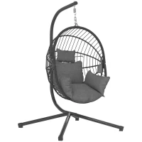 Outsunny Metal Stand Hanging Egg Chair, with Full Body Padded Seat - Grey(m-11)