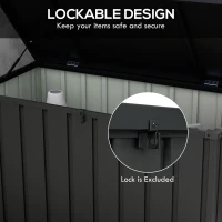 Outsunny 119 Gallon Deck Box, Lockable Galvanised Steel Outside Storage Container for Tools, Cushions, Dark Grey(m-7)