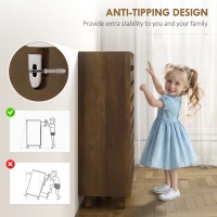 HOMCOM Shoe Cabinet, 20 Pair Shoe Storage Cabinet with Hollowed-Out Doors, Distressed Brown(m-7)