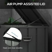 Outsunny 119 Gallon Deck Box, Lockable Galvanised Steel Outside Storage Container for Tools, Cushions, Dark Grey(m-6)