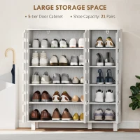 HOMCOM Shoe Cabinet, 20 Pair Shoe Storage Cabinet with Hollowed-Out Doors, White(m-4)