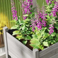 Outsunny Wooden Raised Garden Bed Planter, Large Elevated Planter Box with Legs, Bed Liner and Drain Holes, Grey(m-9)