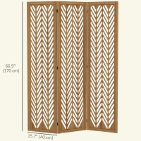 HOMCOM 3 Panel Room Divider, 5.6ft Tall Wood Folding Privacy Screens, Freestanding Partition Wall Dividers, Light Brown(m-3)