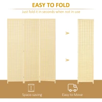 HOMCOM Woven Bamboo Room Divider, 3 Panel Folding Indoor Privacy Screens for Home Office, Natural Wood(m-6)