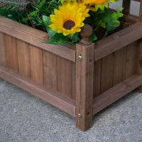 Outsunny Raised Garden Bed with Trellis, Wood Planter Box for Garden, Free Standing Flower Bed, 25.2" x 11" x 47.2" Brown(m-11)