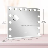 HOMCOM Hollywood Makeup Mirror with Lights, 3 Lighting Modes, USB Charging Port, Tabletop or Wall Mounted, White(m-3)