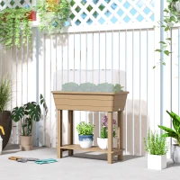 Outsunny 41L Self Watering Raised Garden Bed w/ Ventilation Transparent Lid Greenhouse, Planter Box w/ Storage Shelf, Brown(m-10)