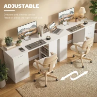 HOMCOM Computer Desk, 47" Writing Table with 3-Tier Shelves and 3 Reversible Drawers for Home Office, Bedroom, White(m-6)