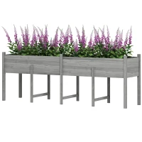 Outsunny Wooden Raised Garden Bed Planter, Large Elevated Planter Box with Legs, Bed Liner and Drain Holes, Grey(m-2)