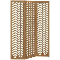 HOMCOM 3 Panel Room Divider, 5.6ft Tall Wood Folding Privacy Screens, Freestanding Partition Wall Dividers, Light Brown(m-11)