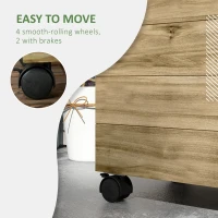 Outsunny Wooden Planter with Trellis, Raised Garden Bed with 4 Wheels for Climbing Plants, 30" x 12" x 61", Nature Wood(m-9)