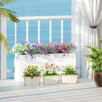 Outsunny 3 Pack Self Watering Flower Pots, 10.5 Inch Planter Box with Water Level Indicator for Vegetables, Succulents Plants(m-1)