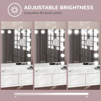 HOMCOM Hollywood Makeup Mirror with Lights, 3 Lighting Modes, USB Charging Port, Tabletop or Wall Mounted, White(m-6)