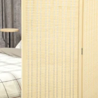 HOMCOM Woven Bamboo Room Divider, 3 Panel Folding Indoor Privacy Screens for Home Office, Natural Wood(m-10)