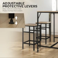 HOMCOM 5 Pieces Industrial Rectangular Bar Table Set, Dining Table Set Breakfast Table with 4 Stools for Dining Room, Kitchen, Dinette, Oak(m-6)