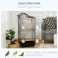 PawHut 39" Bird Cage for Budgie, Cockatiel, Conure, Small Birds, with Ladder, Swing, Toys, Perches, Tray, Feeding Bowls, Handle(m-6)